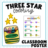 Three Star Coloring | Printable Poster | for PreK and Kind