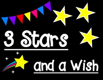 Preview of Three Stars and a Wish Positive Self Image Printable Pair and Share Poster