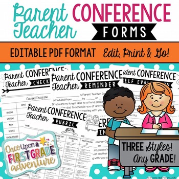 Preview of Three Styles of Editable PDF Parent Conference Forms for Any Grade!