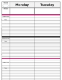 Three Subject Lesson Planner Plan Book Binder Pages Pink