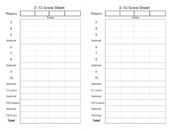 Five Round Score Sheet – Simple Score Sheets