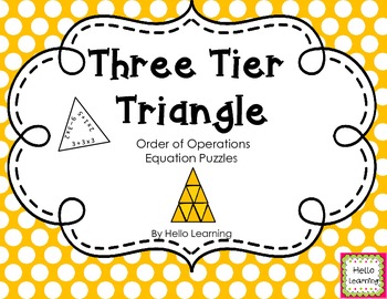 Preview of Three Tier Triangle Math Puzzle- Order of Operations