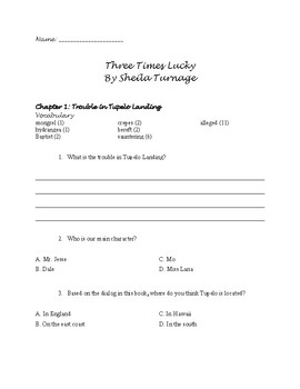 Preview of Three Times Lucky Guided Reading Packet/Book Study