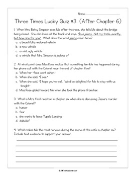 Three Times Lucky By Sheila Turnage 15 Quizzes By Keith Geswein