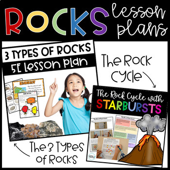 Preview of Three Types of Rocks & The Rock Cycle 5E Science Lessons with Worksheets