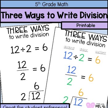 Preview of Three Ways to Write Division Anchor Chart