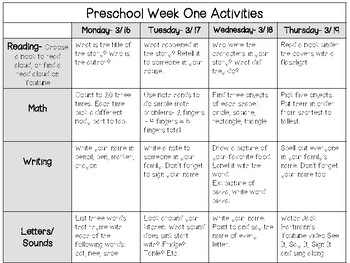 Three Week Activity Plan by Brianna's Little Learners | TpT