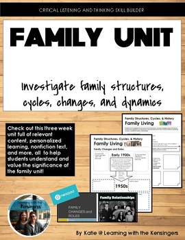 Preview of Three Week Unit: Family Structures, Cycles, Dynamics