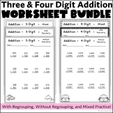 Three and Four Digit Addition Worksheets | With, Without, 