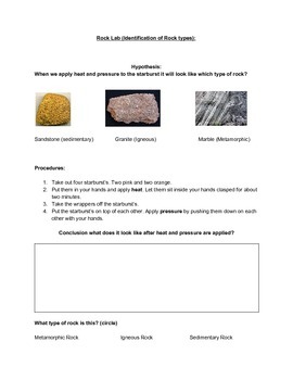 Preview of Three different Rock Types Adapted lab (starburst experiment)