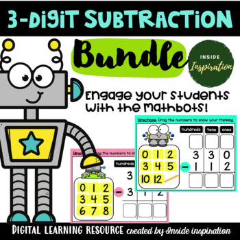 Preview of Three-digit Numbers Subtraction Using Standard Algorithm 2nd Grade Math Bundle