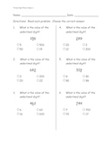 Three digit place value pre and post assessment (ITBS style)