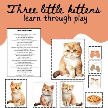 Preview of Three little kitten's nursery rhyme and play cards