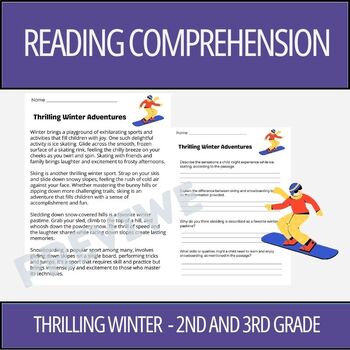 Preview of Thrilling Winter Adventures - Reading Comprehension Passages 2nd and 3rd Grade
