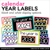 Classroom Calendar Year Labels for Morning Meeting Circle 