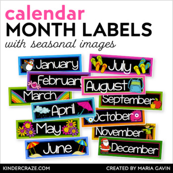 Preview of Months of the Year Labels with for Classroom Calendar - Black Backgrounds