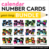 Through the Year Calendar Numbers with Black Background Bundle