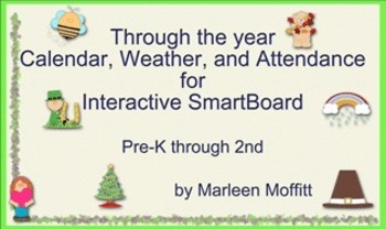 Preview of Through the Year Calendar Weather Attendance for Interactive SmartBoard