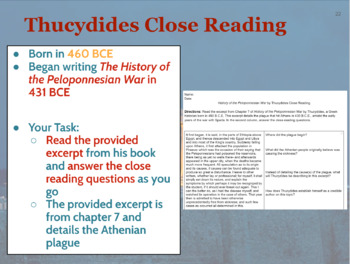 Preview of Thucydides History of the Peloponnesian War Close Reading