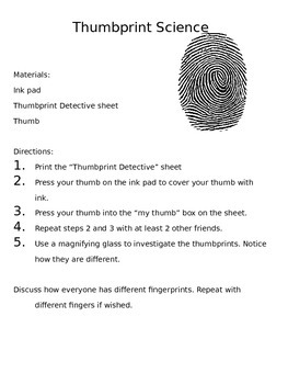 Preview of Thumb Print Science