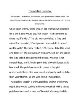 Preview of Hans Christian Andersen's Thumbelina Narrative Script