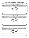 Thumbs Up-Thumbs Down Exit Ticket