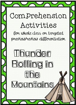 Preview of Thunder Rolling in the Mountains Comprehension Activities