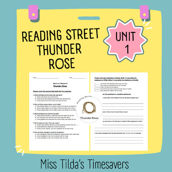 Preview of Thunder Rose - Read and Respond Reading Street 5.1