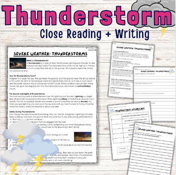 Preview of Thunderstorm | Close Reading Comprehension | Severe Weather | Centers | Science