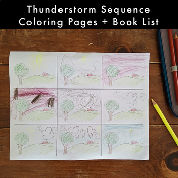 Preview of Thunderstorm Sequence Coloring Page + Book List