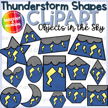 Preview of Thunderstorm Shapes Clipart - Objects in the Sky Clip Art - Science Clipart