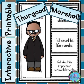 Preview of Thurgood Marshall Activities -  Black History Month Project ESL