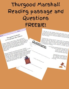 Preview of Thurgood Marshall Black History Passage and Question Freebie