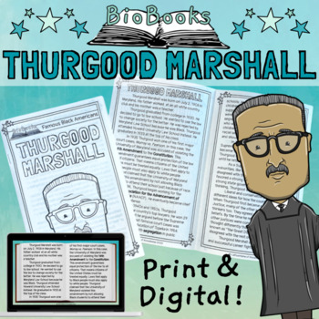 Preview of Thurgood Marshall Biography Reading Passage Activity Booklet PRINT and DIGITAL