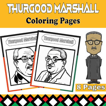 Preview of Thurgood Marshall Coloring Pages - 8 Printable Sheets for Black History Month