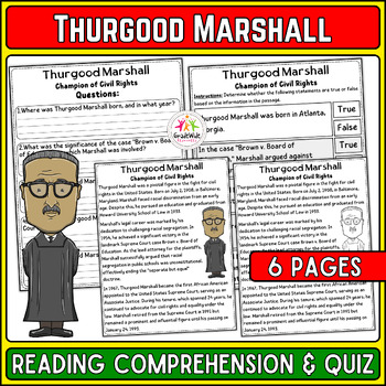 Preview of Thurgood Marshall Nonfiction Reading & Quiz | Black History Month Activity, BHM
