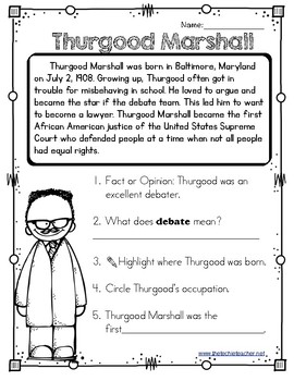 informational reading comprehension biography of thurgood marshall quizizz