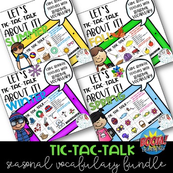 Preview of Tic-Tac-Talk Seasonal Vocabulary Games: Boom Card Activity