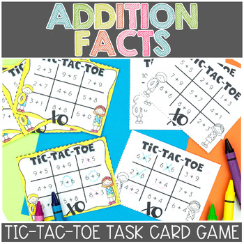 Preview of FREE: Tic Tac Toe Addition Facts Task Card Game