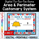 Area and Perimeter Tic-Tac-Toe Powerpoint Game Customary System