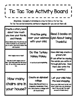 Academic Tic Tac Toe Boards