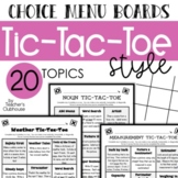Tic Tac Toe Choice Menu Boards