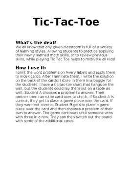 Preview of Tic Tac Toe Comparing Units of Measurement