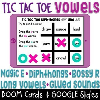 Preview of Tic Tac Toe Digital Resource Phonics Game Long Vowels Diphthongs Bossy R Magic E