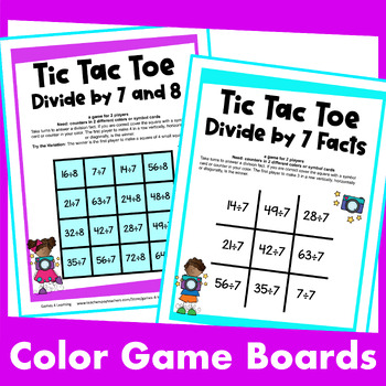 Printable Tic Tac Toe Math Games for Division Fact Fluency ...