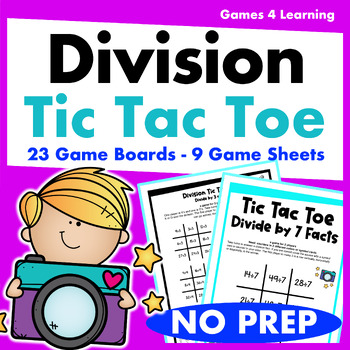 Preview of Tic Tac Toe Math Games for Division Fact Fluency Practice - Printable & Digital