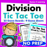 Tic Tac Toe Math Games for Division Fact Fluency Practice 