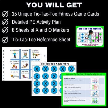 Tic-Tac-Toe Fitness- 15 Tic-Tac-Toe Exercise Cards- Great for Distance