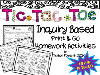 Preview of IB PYP Themes Tic Tac Toe Inquiry Based Choice Activities