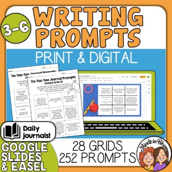 Preview of Writing Prompts Choice Boards | 252 Journal Prompts | Print & Digital